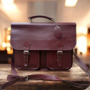 Tivoli Corp Genuine Leather Messenger Bag Made in Czechoslovakia Vtg Crossbody